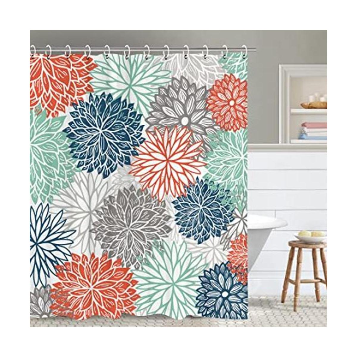 RosieLily Juego de cortinas de ducha florales con 12
