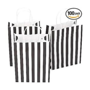 Ronvir 100 bolsas de regalo a rayas negras de 8 x 4.75 x_1