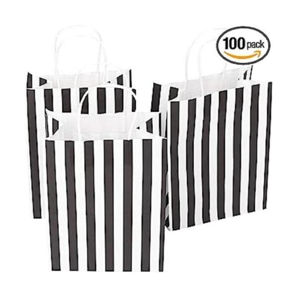 Ronvir 100 bolsas de regalo a rayas negras de 8 x 4.75 x_1