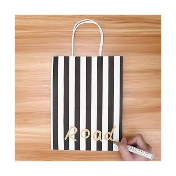 Ronvir 100 bolsas de regalo a rayas negras de 8 x 4.75 x_3
