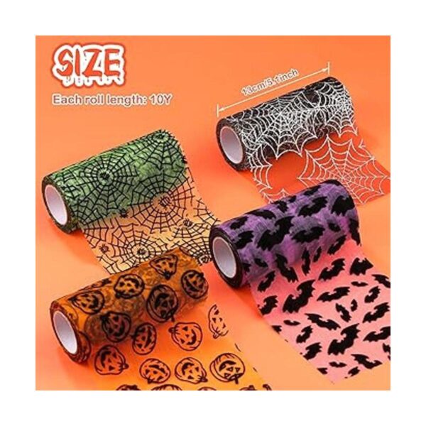 Rollos de tul con purpurina para Halloween 4 unidades_3