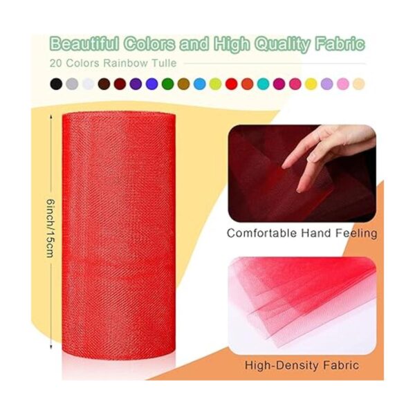 Rollo de tul arcoíris de 20 colores de 6 pulgadas por 25