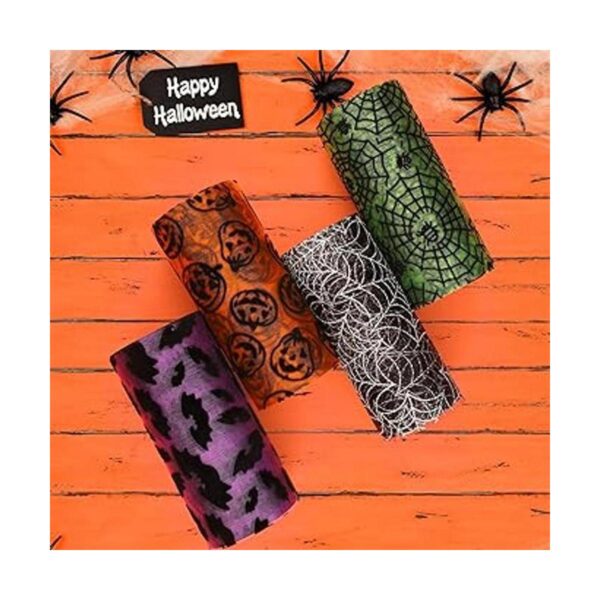 Rollos de tul con purpurina para Halloween 4 unidades_4