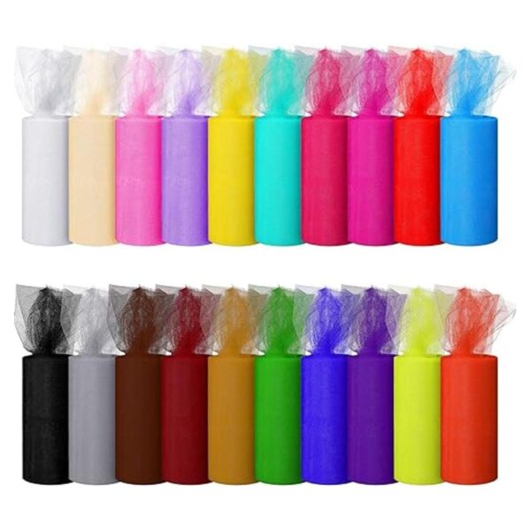 Rollo de tul arcoíris de 20 colores de 6 pulgadas por 25