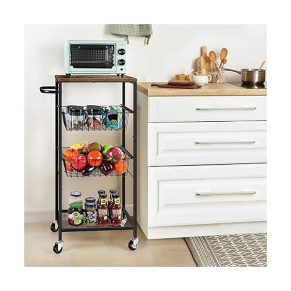 Rolling Cart Kitchen Storage Cart on Wheels 4 Tier Utility_2