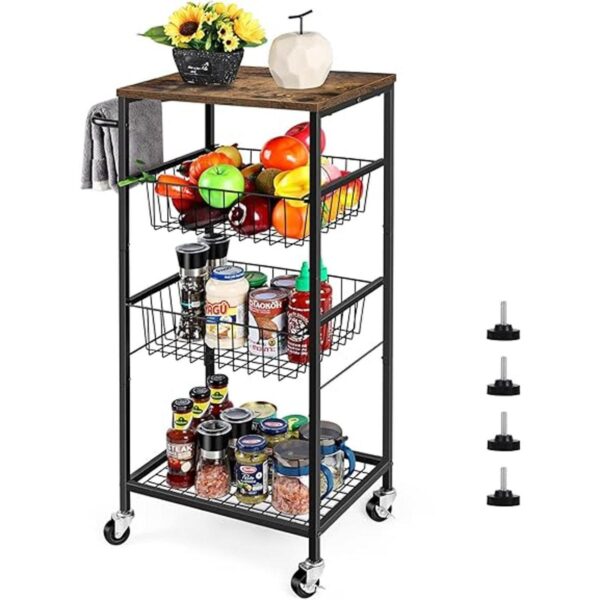 Rolling Cart Kitchen Storage Cart on Wheels 4 Tier Utility_1