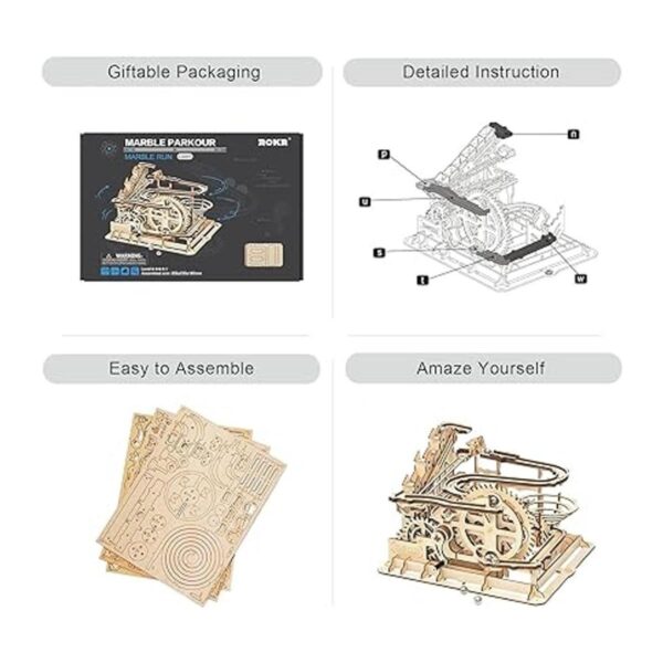 Rokr Juego de rompecabezas 3D de madera con canica_5
