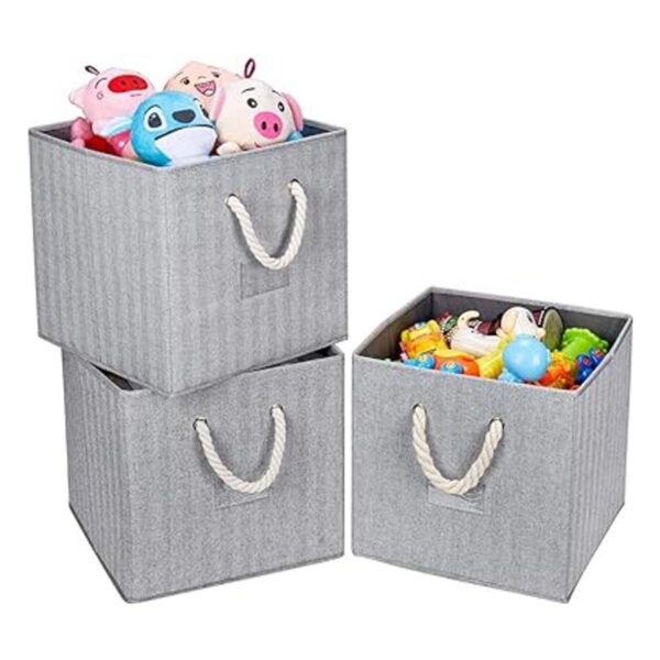 Robuy Paquete de 3 cubos plegables con mango de cuerda de