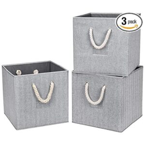 Robuy Paquete de 3 cubos plegables con mango de cuerda de