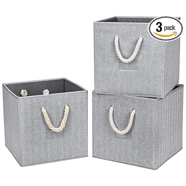Robuy Paquete de 3 cubos plegables con mango de cuerda de