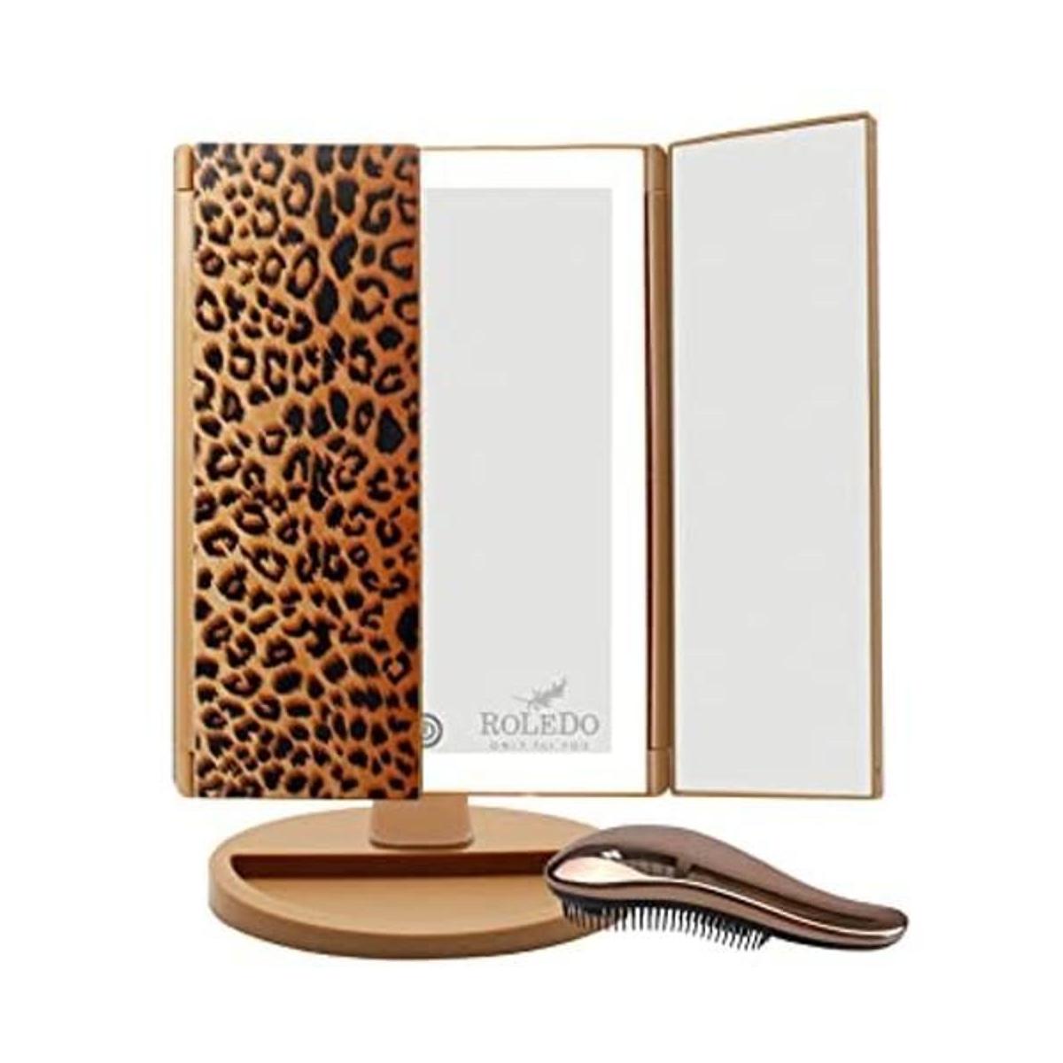 RoLeDo Espejo de maquillaje con luces aumento 3X2X1X