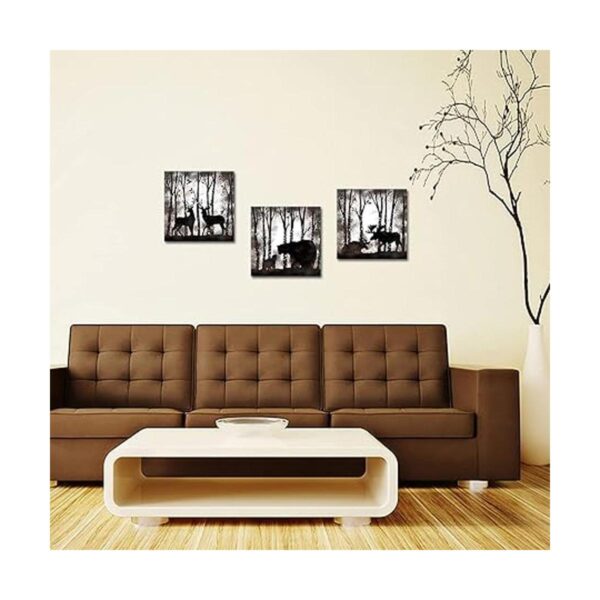 RnnJoile 3 piezas Vintage arte de pared lienzo ciervo alce_4