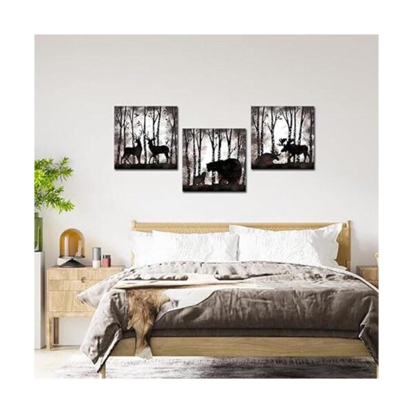 RnnJoile 3 piezas Vintage arte de pared lienzo ciervo alce_5