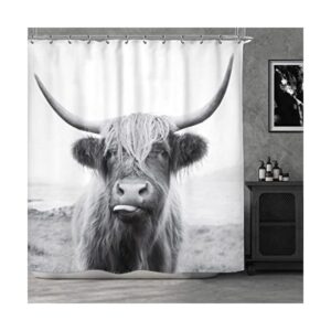 Riyidecor Highland Cow Bull Cortina de ducha de granja_1