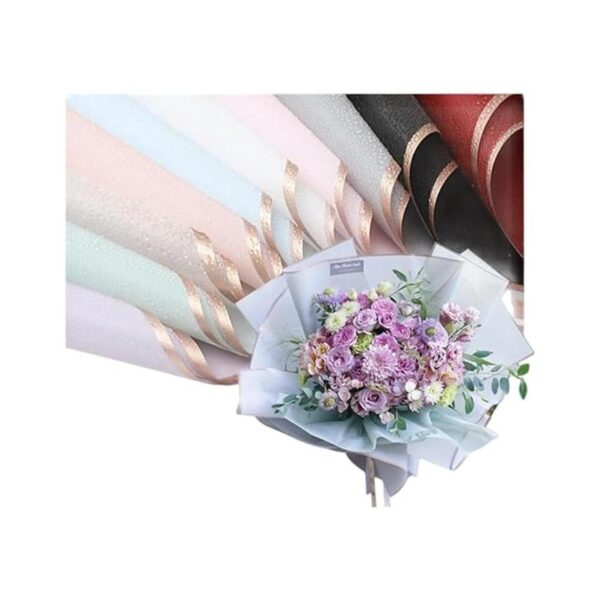Rikyo 20 piezaspapel de regalo de flores con borde dorado_1