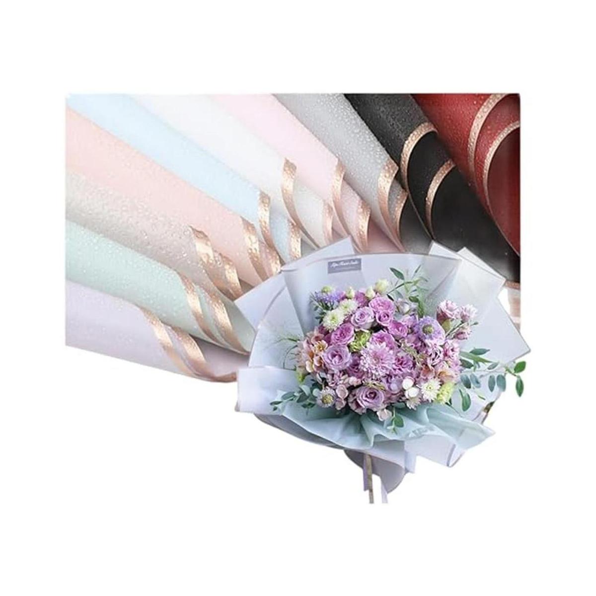 Rikyo 20 piezaspapel de regalo de flores con borde dorado
