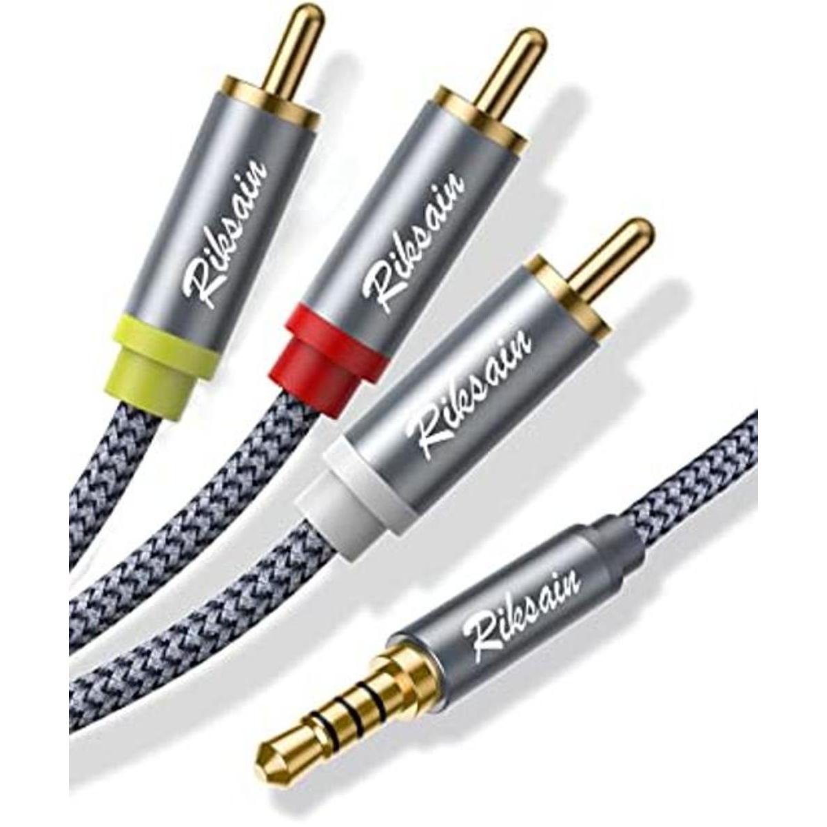 Riksoin Cable de audio y vídeo RCA de 0.138 in a 3