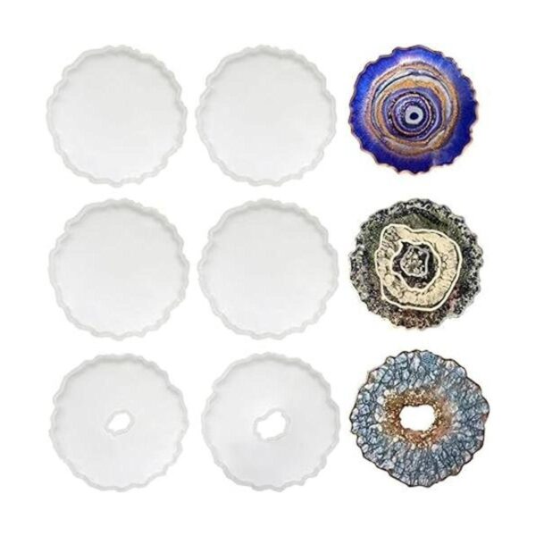 ResinWorld Paquete de 6 moldes de posavasos de geoda para_1