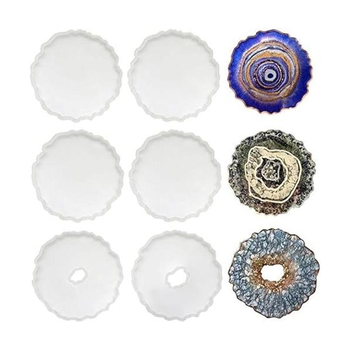 ResinWorld Paquete de 6 moldes de posavasos de geoda para