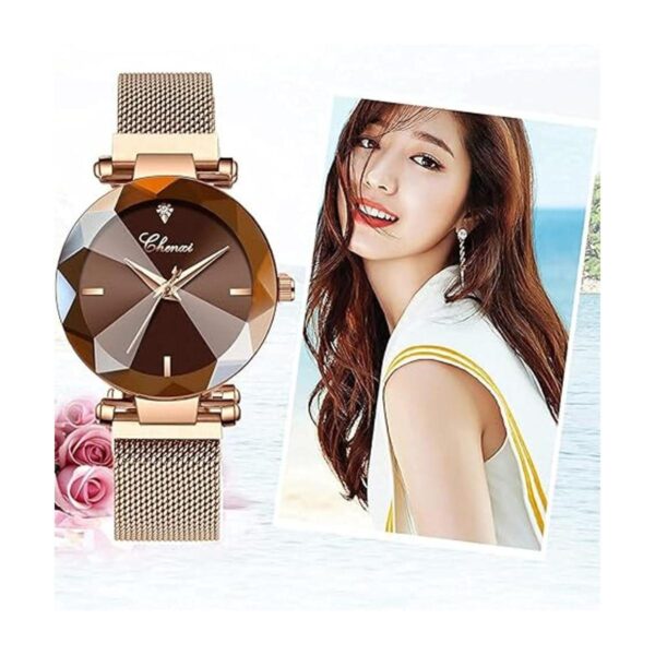 Relojes de moda para mujer reloj de cuarzo japonés oro_3