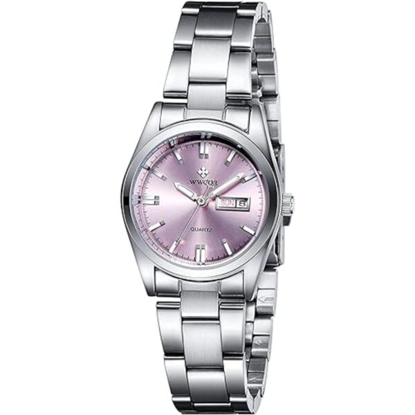 Relojes analógicos de cuarzo plateado de acero inoxidable_1
