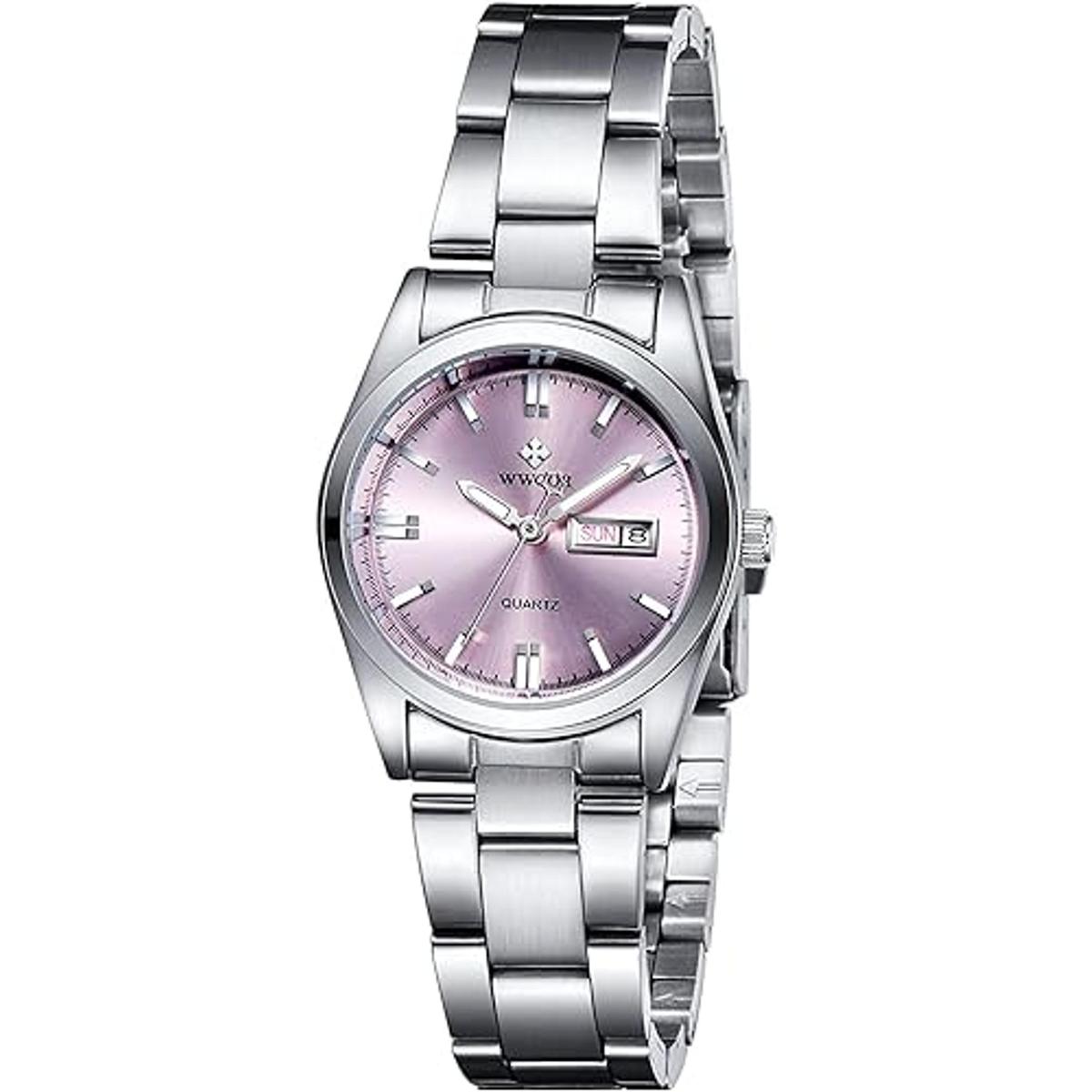 Relojes analógicos de cuarzo plateado de acero inoxidable