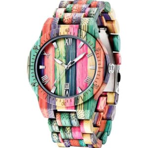 Relojes de madera para hombre hechos a mano coloridos_1