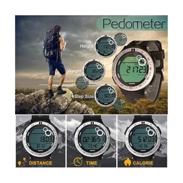 Reloj subacuático de 328.1 ft podómetro para hombres y