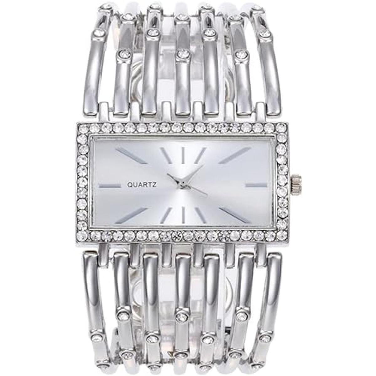 Reloj rectangular de diamante único para mujer pulsera de