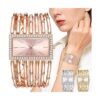 Reloj rectangular de diamante único para mujer pulsera de_3
