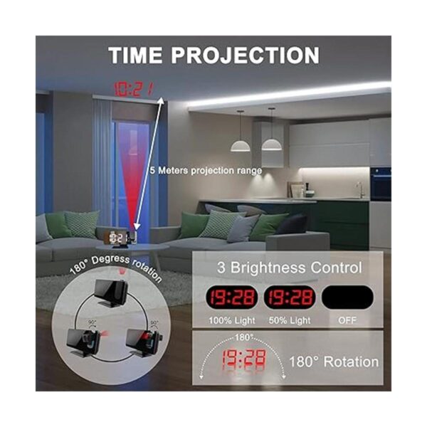 Reloj despertador digital de proyección para dormitorios_2