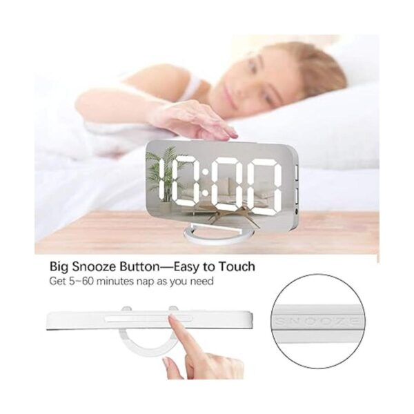 Reloj despertador digital pantalla LED con espejo grande_2