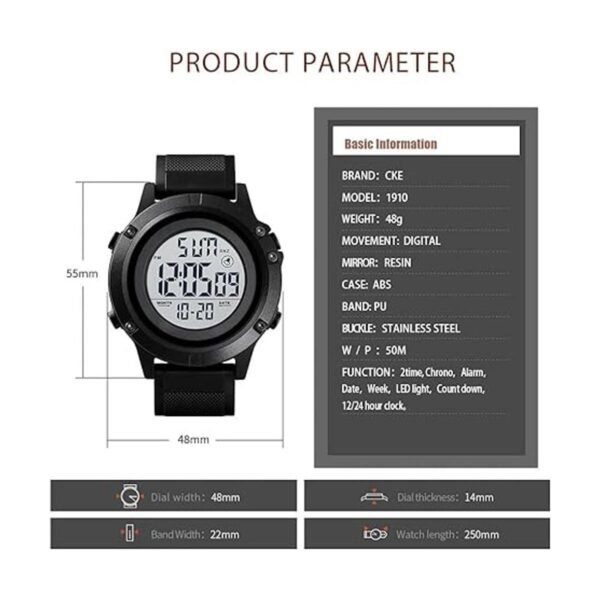 Reloj deportivo digital para hombre esfera grande