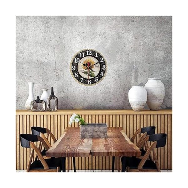 Reloj de pared rústico de 14 pulgadas con girasol de