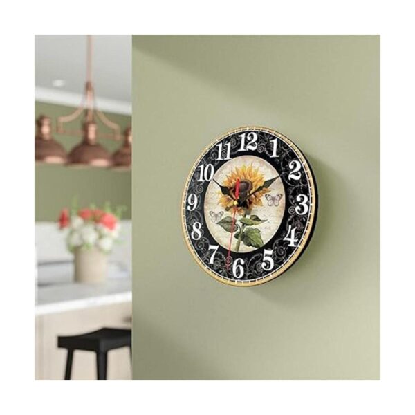 Reloj de pared rústico de 14 pulgadas con girasol de