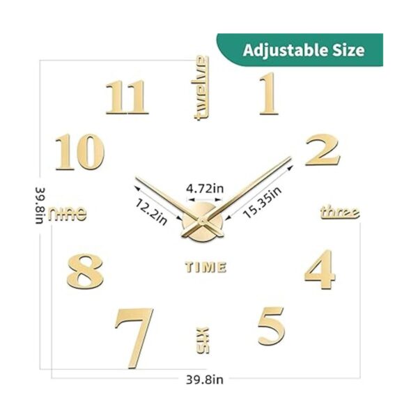 Reloj de pared VREAONE sin marco grande moderno espejo_3
