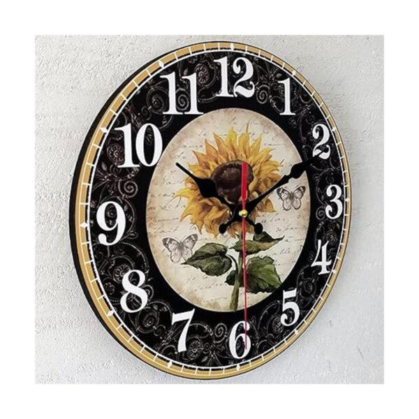 Reloj de pared rústico de 14 pulgadas con girasol de