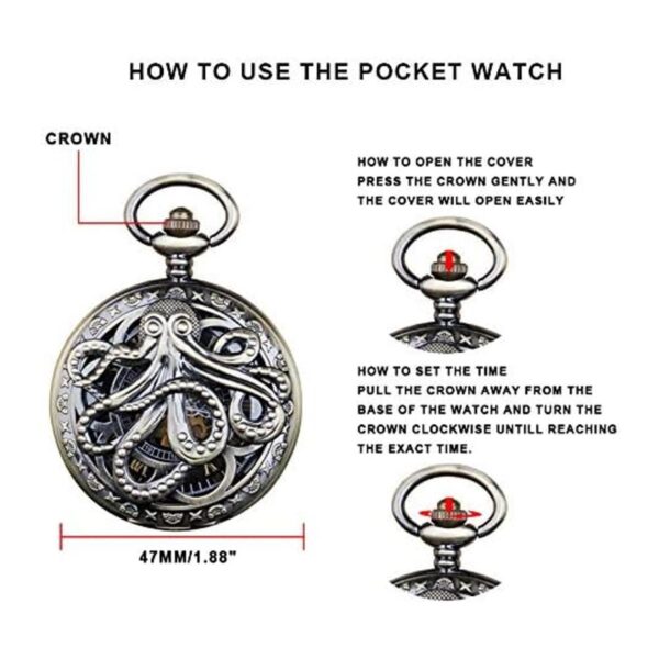 Reloj de bolsillo mecánico Steampunk con números romanos