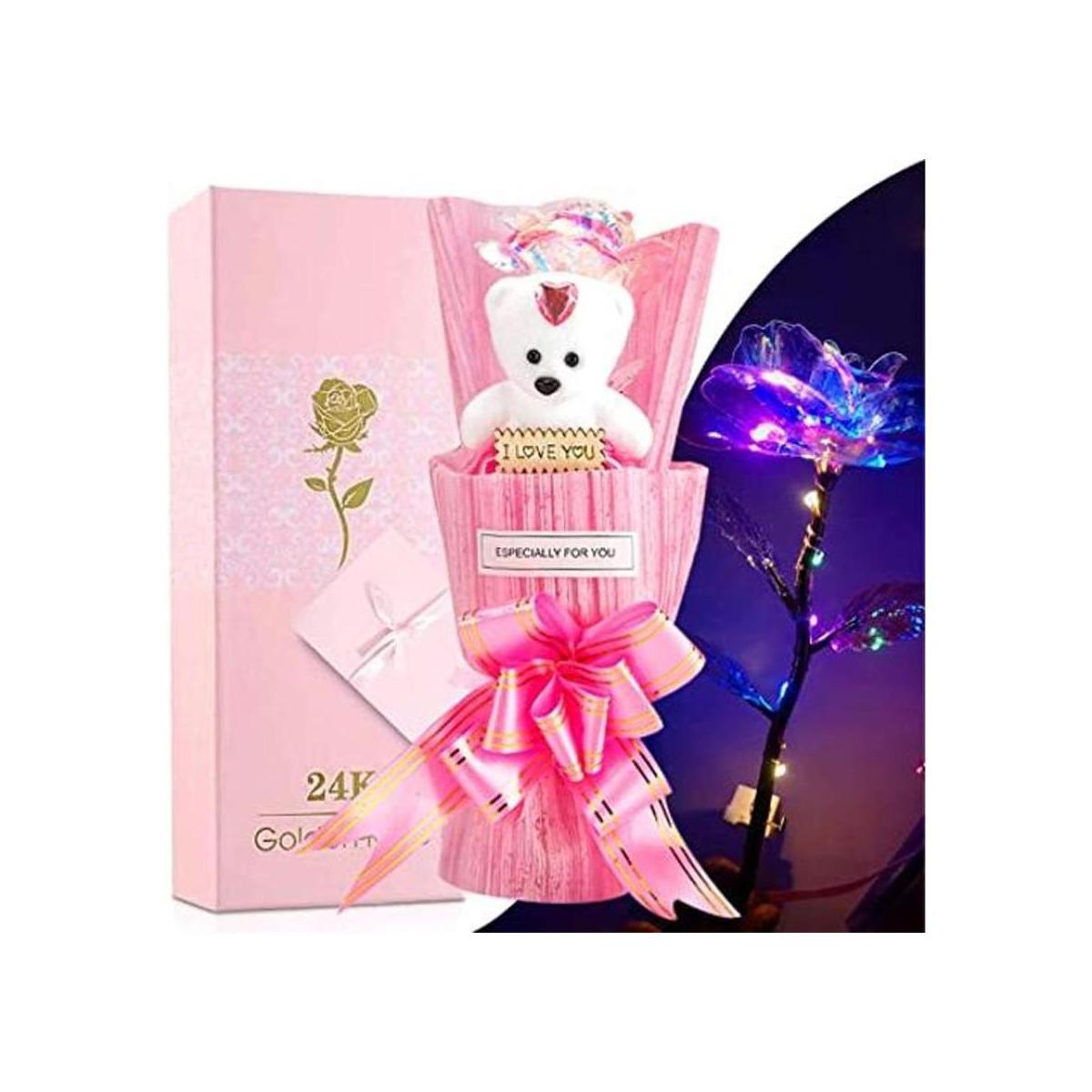 Regalos para mamá flores de rosas iluminadas arco iris