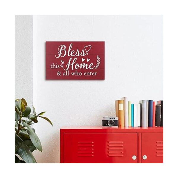 Red Bless This Home Letreros de madera roja rústica para_3