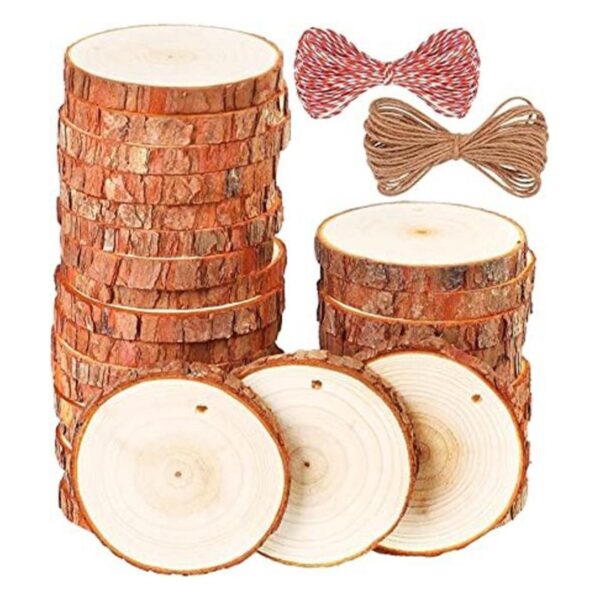 Rebanadas de madera natural 30 piezas de 3.1 a 3.5_1