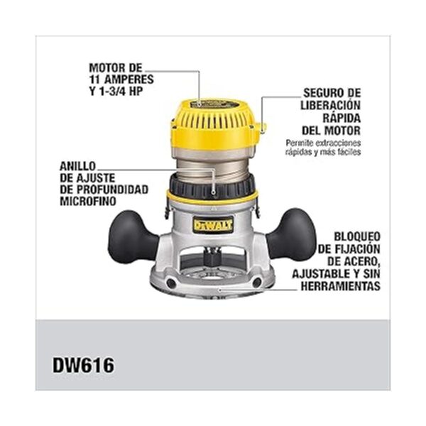 Rebajadora de base fija de 1 34 DEWALT DW616_2