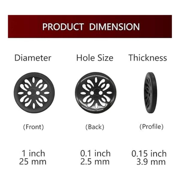 Raydodo 12 botones negros mate de 0.984 in para botones de