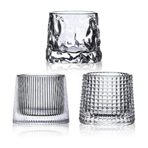 RareCi Vasos de whisky de fondo plano de cristal juego de_1