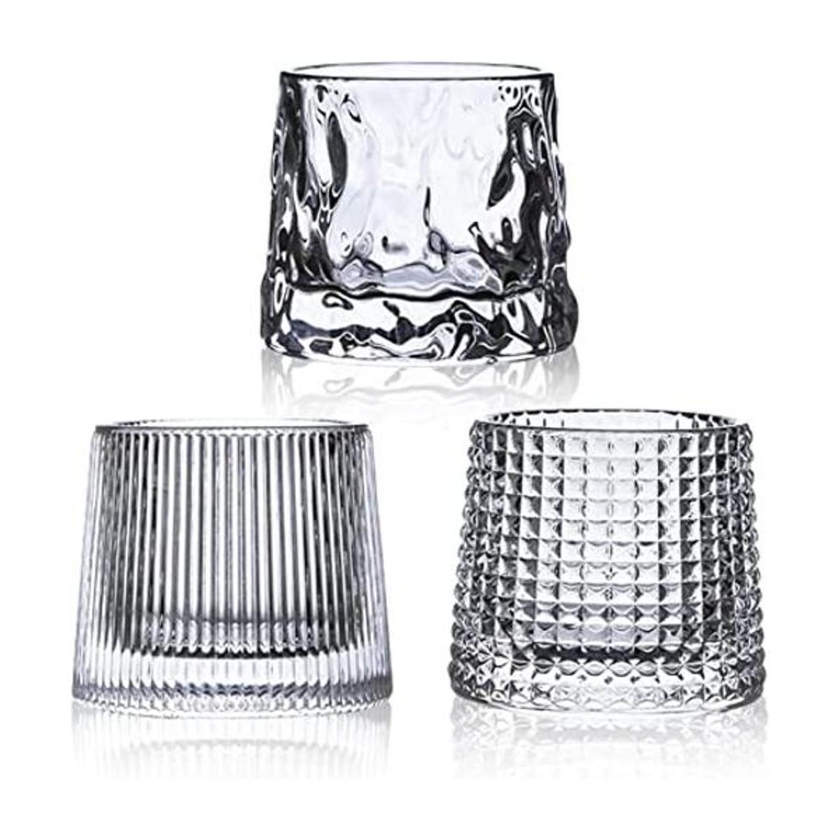 RareCi Vasos de whisky de fondo plano de cristal juego de
