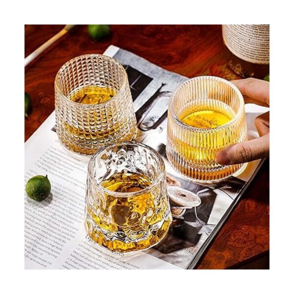 RareCi Vasos de whisky de fondo plano de cristal juego de_3