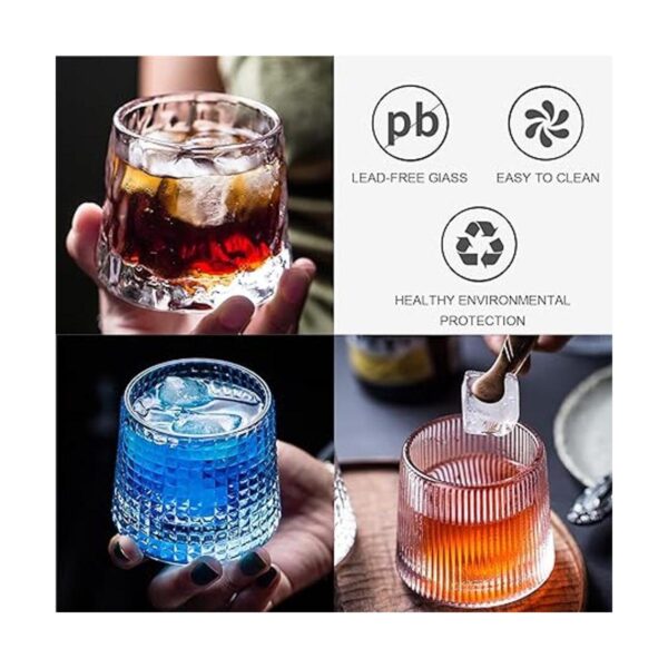 RareCi Vasos de whisky de fondo plano de cristal juego de_2