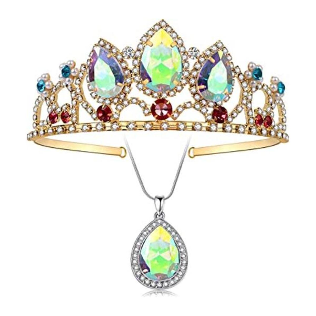 Rapunzel Tiara de princesa corona y collar de princesa