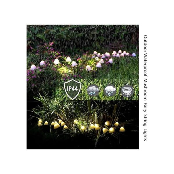 Raising Witt Cadena de luces solares de hongo de 20 luces_4