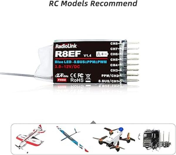 Radiolink R8EF 8 canales 2.4G receptor RC SBUSPPMPWM_3